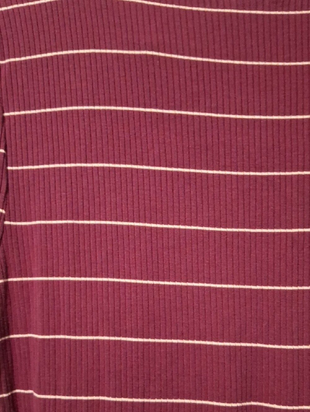 Elle Burgundy and White Striped Square Neck 3/4 Sleeve Top - Picture 9 of 9